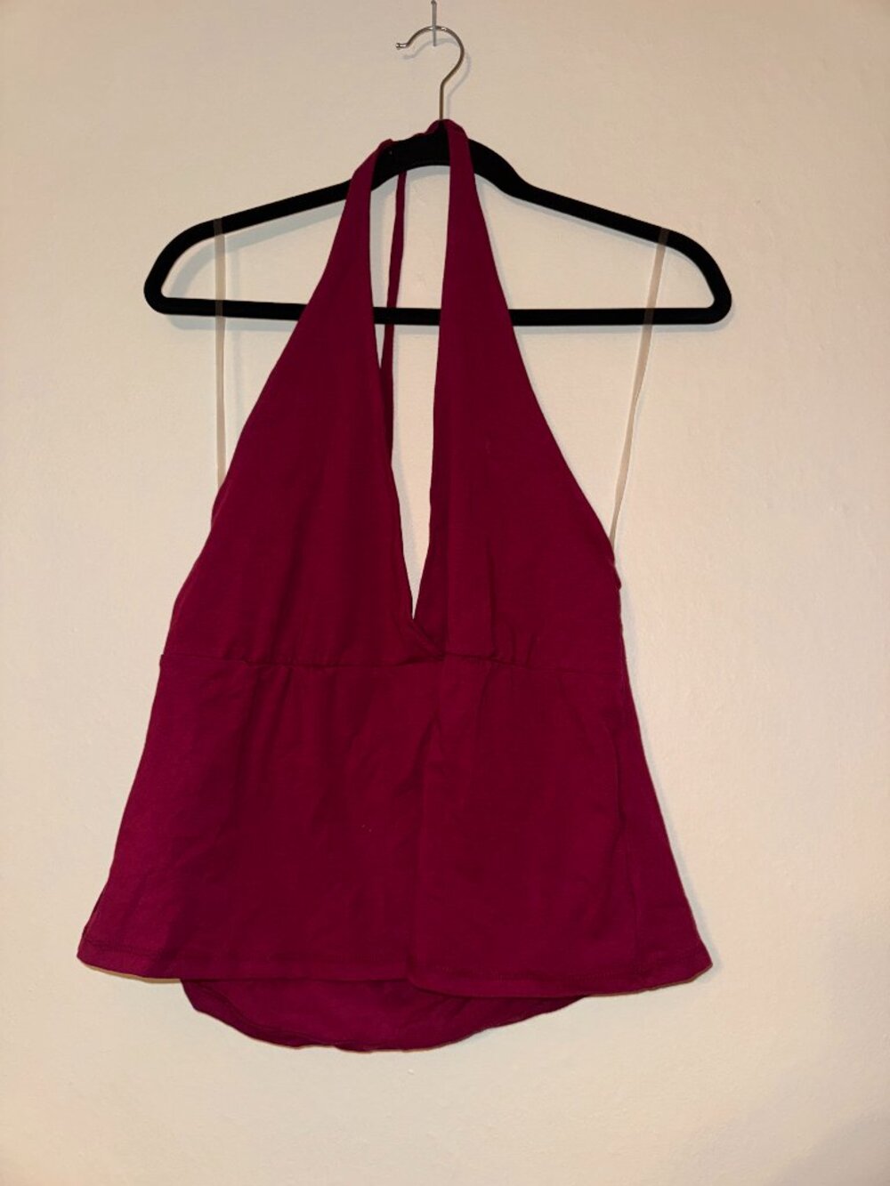 NWT Wild Fable Berry Purple Plunge Halter Top Size L